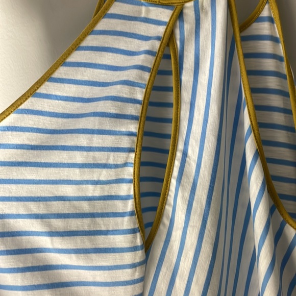 BLUE & WHITE STRIPE V TANK - Picture 3 of 5
